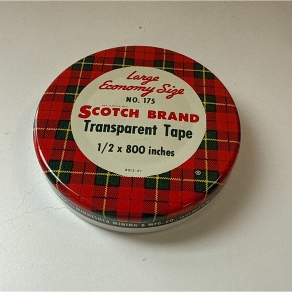 Vintage Scotch Brand Transparent Tape 1/2" x 800" Large Economy size no 175 Tin - Picture 1 of 7